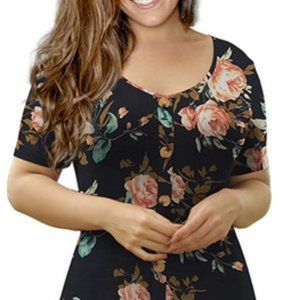 VOIANLIMO Women’s Summer Plus Size 22/24 Short Sleeve Button Down Causal Dress